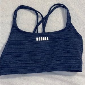 Nobull navy heather stripe sports bra